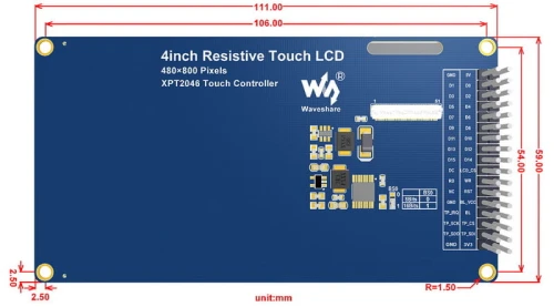 Wyświetlacz 4" 480x800 pinout