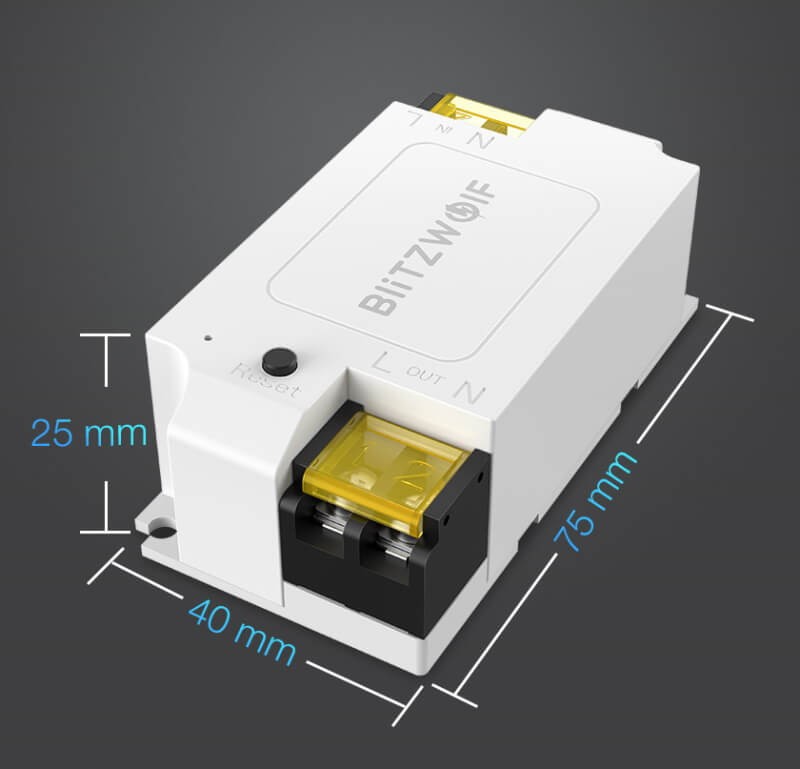 Blitzwolf BW-SS1 przekaznik wifi Tuya wymiary