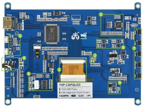 Wyświetlacz 7" QLED 1024x600 dla Raspberry Pi