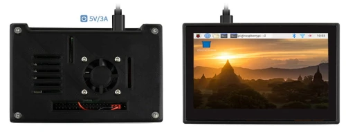 Wyświetlacz 4.3" IPS 800x480 MPI DSI panel dotykowy, obudowa dla Raspberry Pi