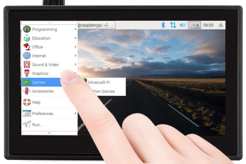 Wyświetlacz 4.3" IPS 800x480 MPI DSI panel dotykowy, obudowa dla Raspberry Pi