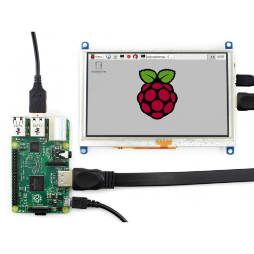 Wyświetlacz 5" HDMI VGA 800x480 rezystancyjny dotyk, wyjście audio