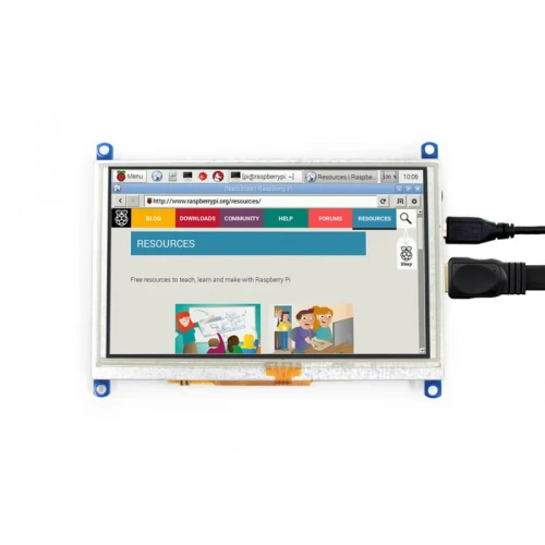 Wyświetlacz 5" HDMI VGA 800x480 rezystancyjny dotyk, wyjście audio