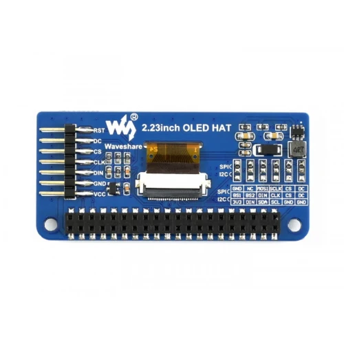 Wyświetlacz OLED 2.23" 128x32 nakładka HAT dla Raspberry Pi SSD1305 SPI/I2C