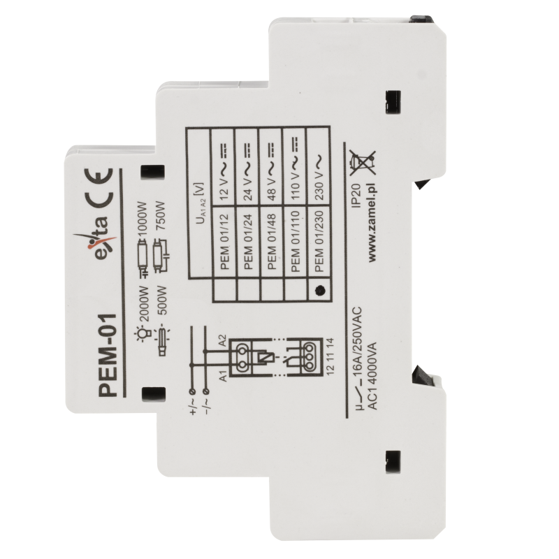 Przekaźnik 230V AC/16A listwa DIN PEM-01/230