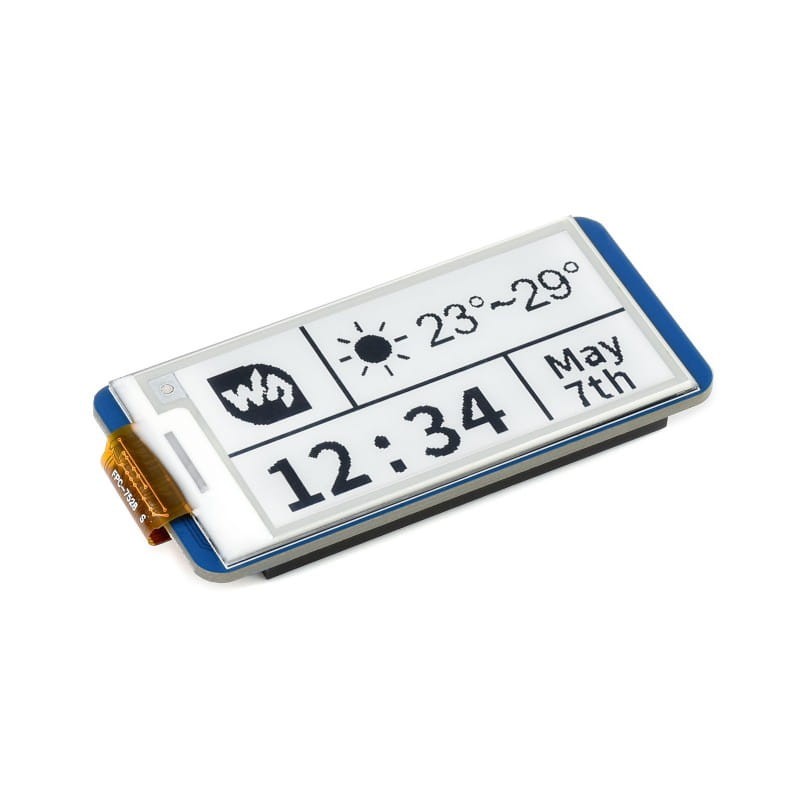 Wyświetlacz 2.13" E-Paper E-Ink dla Raspberry Pi Pico, 250×122, Czarny / Biały, SPI