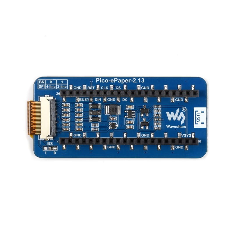 Wyświetlacz 2.13" E-Paper E-Ink dla Raspberry Pi Pico, 250×122, Czarny / Biały, SPI