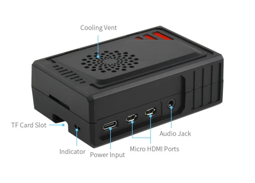 Obudowa statek kosmicznego dla Raspberry Pi 4 z wentylatorem
