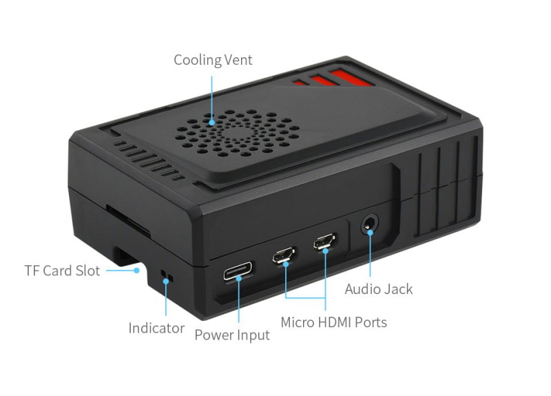 Obudowa statek kosmicznego dla Raspberry Pi 4 z wentylatorem