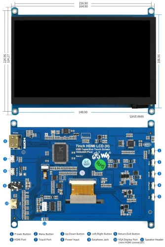 Moduł wyświetlacza dotykowego 7 cali dla Raspberry Pi