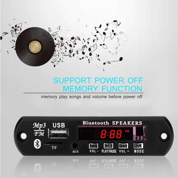 Moduł odtwarzacza MP3, FM z Bluetooth, USB, micro SD