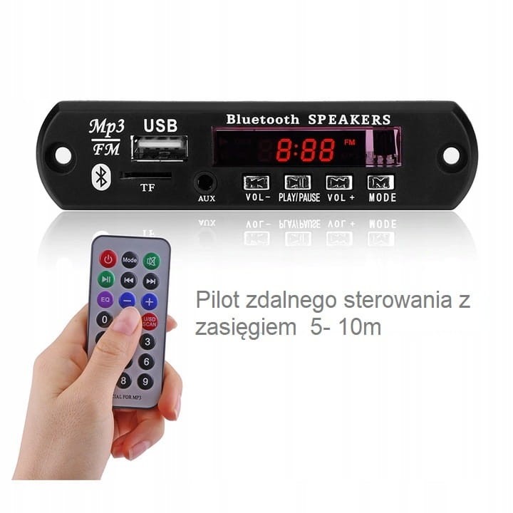 Moduł odtwarzacza MP3, FM z Bluetooth, USB, micro SD