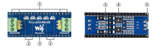 Dwu kanałowy moduł magistrali RS485 dla Raspberry Pi Pico