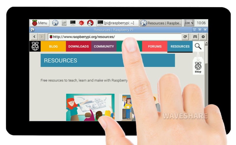 Pojemnościowy wyświetlacz 7" dotykowy dla Raspberry Pi 800×480