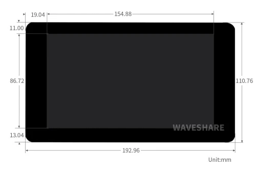 Pojemnościowy wyświetlacz 7" dotykowy dla Raspberry Pi 800×480