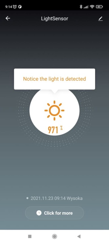 Smart czujnik poziomu jasności Wi-Fi Tuya