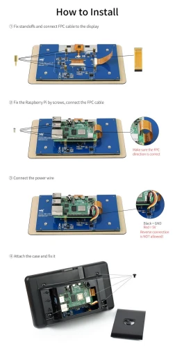 Pojemnościowy wyświetlacz 7" dotykowy dla Raspberry Pi 1024x600 w obudowie ochronnej