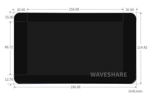 Pojemnościowy wyświetlacz 7" dotykowy dla Raspberry Pi 1024x600 w obudowie ochronnej