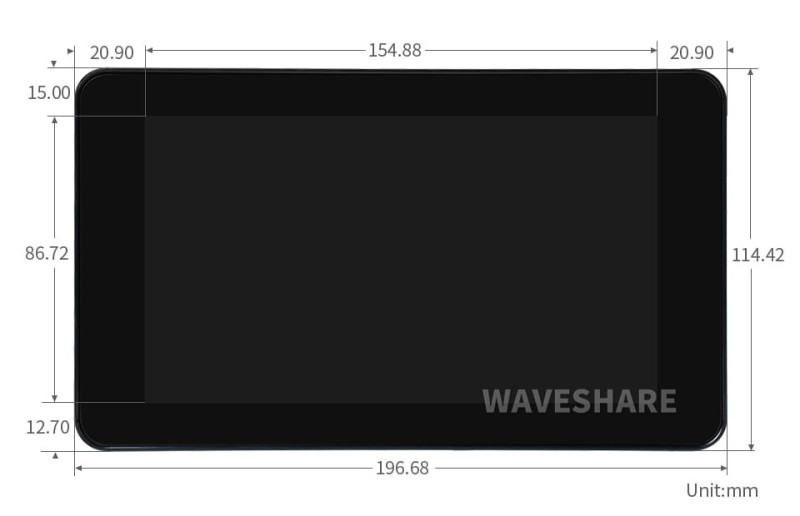 Pojemnościowy wyświetlacz 7" dotykowy dla Raspberry Pi 1024x600 w obudowie ochronnej