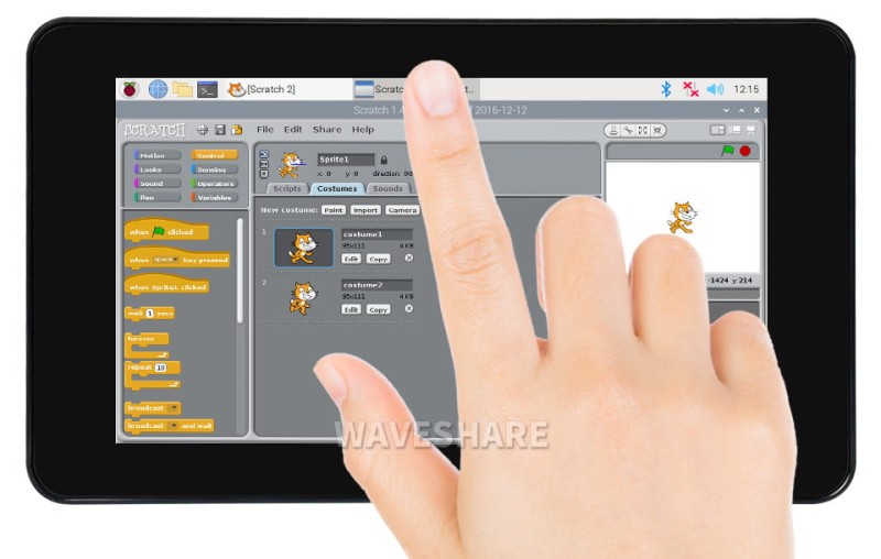 Pojemnościowy wyświetlacz 7" dotykowy dla Raspberry Pi 1024x600 w obudowie ochronnej