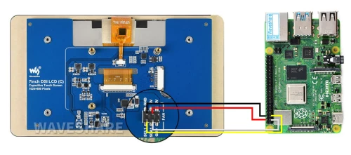 Pojemnościowy wyświetlacz 7" dotykowy dla Raspberry Pi 1024x600 w obudowie ochronnej