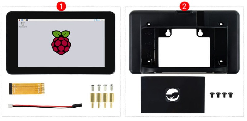 Pojemnościowy wyświetlacz 7" dotykowy dla Raspberry Pi 1024x600 w obudowie ochronnej