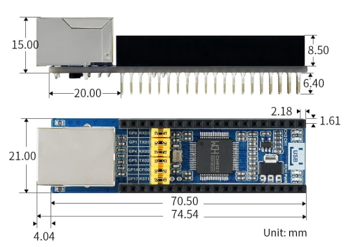 Konwerter Ethernet na UART dwukanałowy dla Raspberry Pi Pico