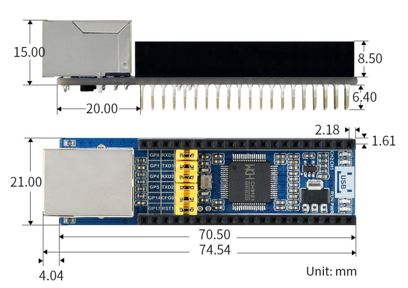 Konwerter Ethernet na UART dwukanałowy dla Raspberry Pi Pico