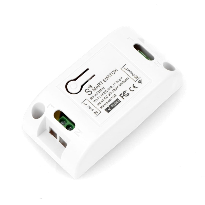 Inteligenty przełącznik 230V 1-obwodowy Tuya posiadający RF433MHz