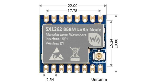 Moduł LoRa Core1262-868M, SX1262, przeciwzakłóceniowy, pasmo EU868