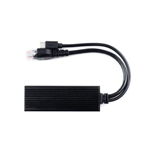 Przemysłowy  rozdzielacz PoE 10/100/1000M, metalowa obudowa, wyjście 5V 2,5A USB-C