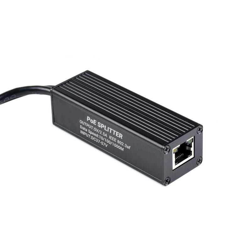 Przemysłowy  rozdzielacz PoE 10/100/1000M, metalowa obudowa, wyjście 5V 2,5A USB-C