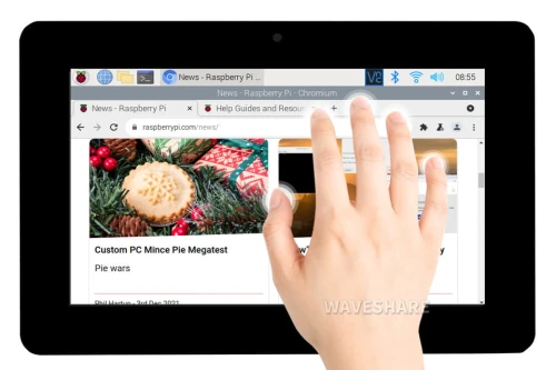 Moduł wyświetlacza 8" dotykowy pojemnościowy dla Raspberry Pi, DSI, 800×480