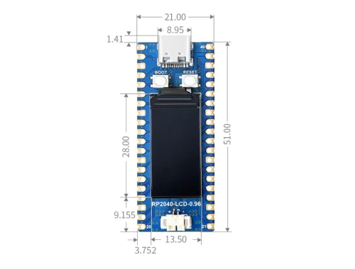 Moduł mikrokontrolera RP2040 z wyświetlaczem LCD 0.96"