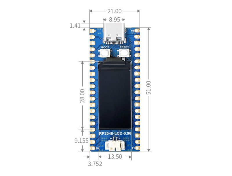 Moduł mikrokontrolera RP2040 z wyświetlaczem LCD 0.96"