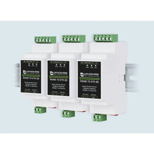 Przemysłowy serwer szeregowy, RS485/RJ45 Ethernet, TCP/IP do montażu na szynie.