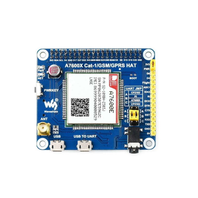 A7600E Cat-1/GSM/GPRS HAT - moduł LTE/GSM/GPRS dla Raspberry Pi