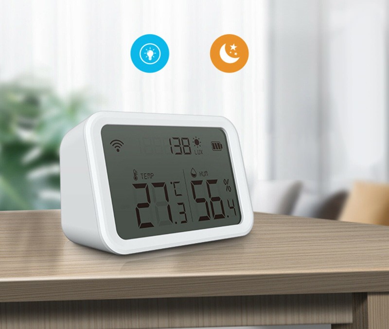Czujnik temperatury i wilgotności oraz natężenia światła z wyświetlaczem LCD ZigBee TUYA
