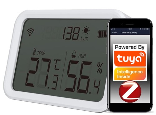 Czujnik temperatury i wilgotności oraz natężenia światła z wyświetlaczem LCD ZigBee TUYA WiFi