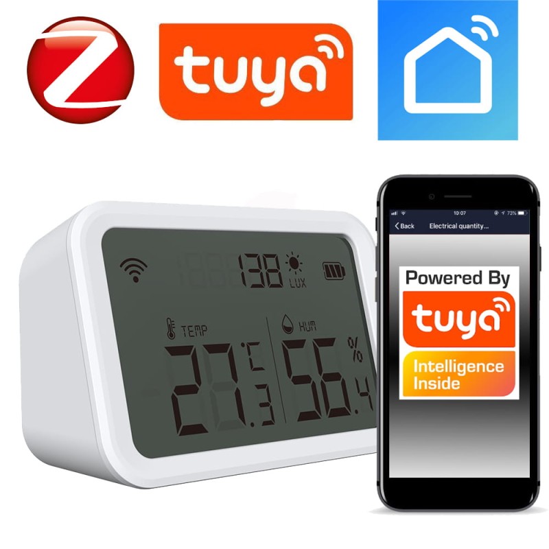 Czujnik temperatury i wilgotności oraz natężenia światła z wyświetlaczem LCD ZigBee TUYA WiFi