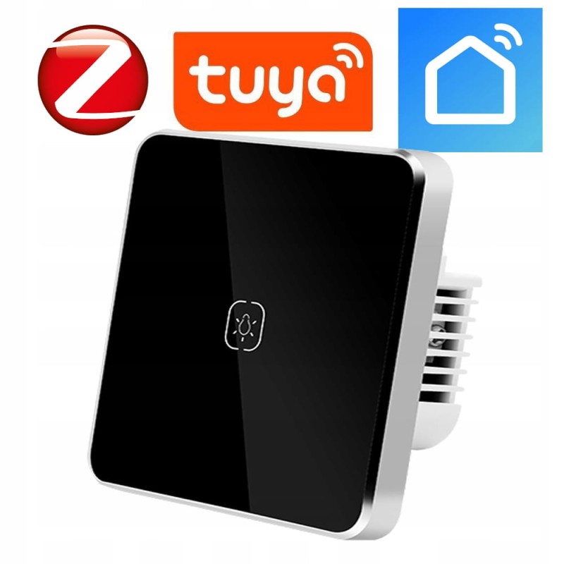 Inteligentny czarny szklany włącznik dotykowy Zigbee 3.0 z aluminiową ramką