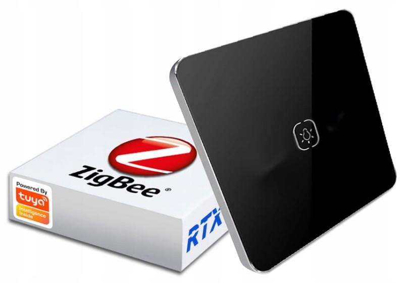 Inteligentny czarny szklany włącznik dotykowy Zigbee 3.0 z aluminiową ramką