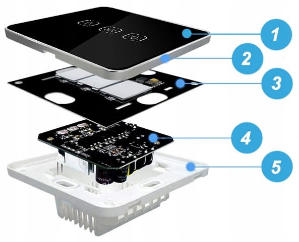 Inteligentny czarny szklany włącznik dotykowy Zigbee 3.0 z aluminiową ramką