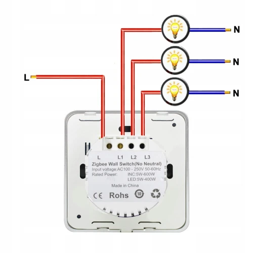 Inteligentny czarny szklany włącznik dotykowy Zigbee 3.0 z aluminiową ramką