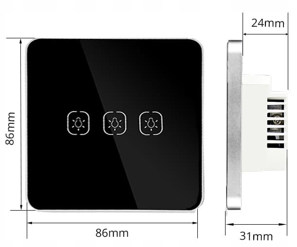 Inteligentny czarny szklany włącznik dotykowy Zigbee 3.0 z aluminiową ramką