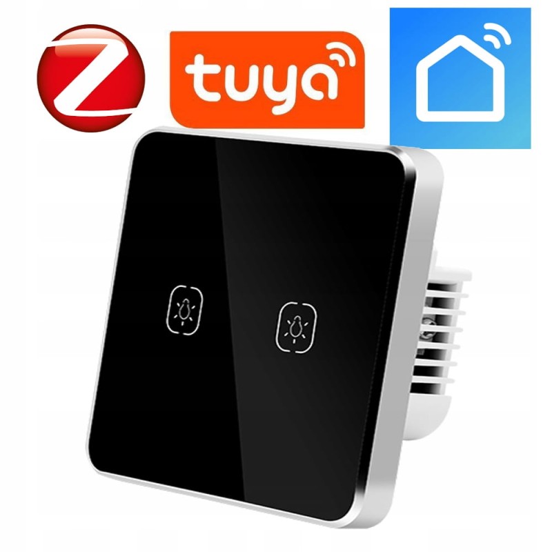 Inteligentny czarny szklany włącznik dotykowy Zigbee 3.0 z aluminiową ramką