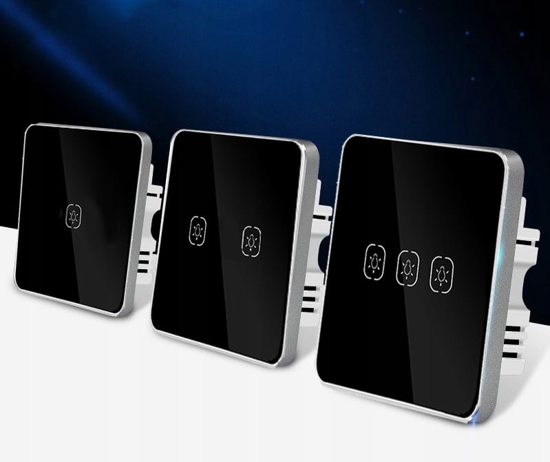 Inteligentny czarny szklany włącznik dotykowy Zigbee 3.0 z aluminiową ramką