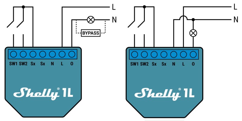 Shelly 1L WiFi - przekaźnik 230VAC 4A bez linii N