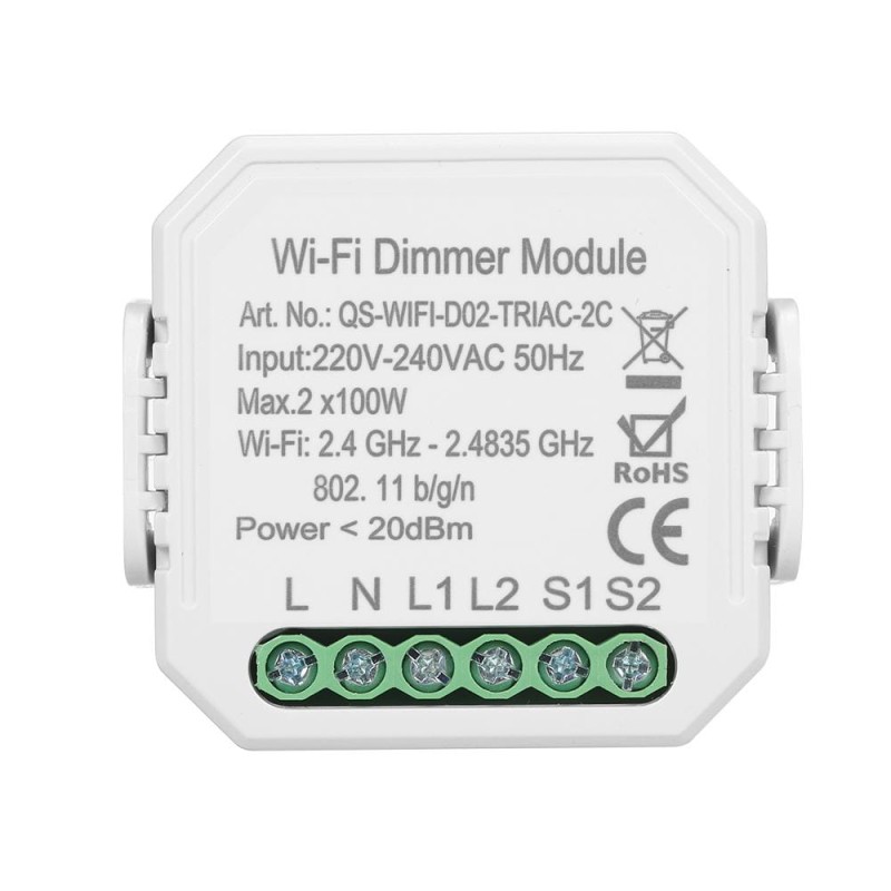 Inteligentny ściemniacz WiFi dwuobwodowy dla aplikacji Tuya