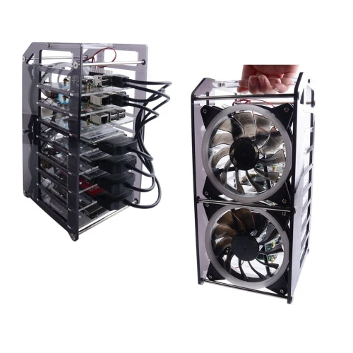 Obudowa klaster 8 warstw dla Raspberry Pi z wentylatorami RBG
